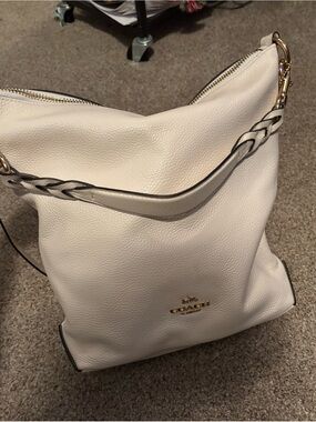 Coach Chalk White Pebbled Leather Abby Duffle Shoulder Bag F31507